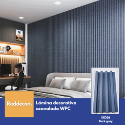 [CA-DE056] Lámina Acanalada Decorativa - WPC - Azul Gris - 24*160*2900 mm