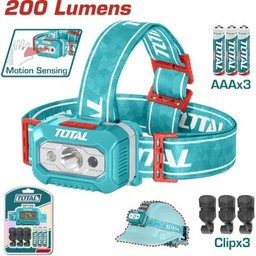 [HE-CA-LA02] Lampara de Cabeza - Max 200 lumen y bajo 100 lumen - Distancia Máxima 91M - IPX4 - Utiliza 3 baterías AAA - Correa Ajustable