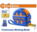 Cinta métrica y pulgada 10 mts x 25 mm con Botón
