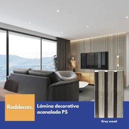 [RP-LA-GW-25] Lámina Acanalada Decorativa - PS - Grey Wood - 12*120*2900 mm