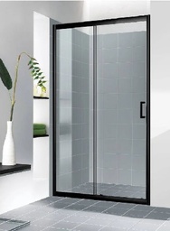 [AV-PD-NG01] Puerta para Ducha de Baño Aqua - Ancho 120cm - Alto 180cm - Color Negro - Vidrio Temperado de 6mm - Rodajas Cromadas