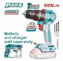 Taladro Inalámbrico de 1/2" 20V - Función de Impacto - Motor Sin Escobillas - 55Nm - No Incluye Batería Ni Cargador