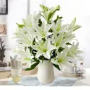 Flor artificial - Lirio - Blanco - Tacto Realista - Para Arreglos Florales en Casa, Centros de Mesa y Decoraciones de Jarrón, Ramos de Regalo para Bodas - 1 Ramo de 18 Tallos
