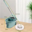 Trapeador Giratorio Spin Mop 360° con Cubo Escurridor de Acero Inoxidable - Mango Ajustable 94 a 125 cm - Color Verde